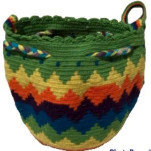 BUCKET BAG Small Tote Bag Bohemian Ethnic Colorful Bright Rainbow 9.75 x 6.5 in